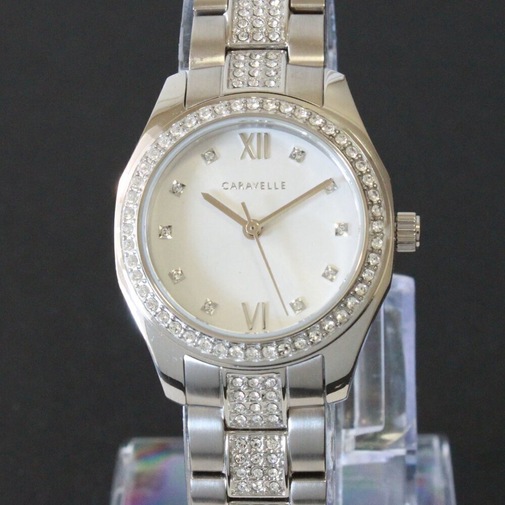 Retro Caravelle Sport Ladies Quartz Watch 154 Austrian Crystals Stainless 28mm - Picture 6 of 13
